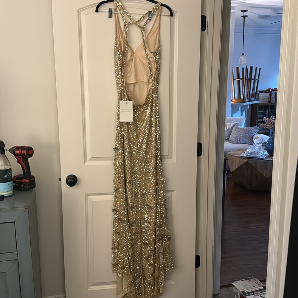 Mac Duggal 93800 Elegant Gold Sequin Gown - Picture 7 of 7